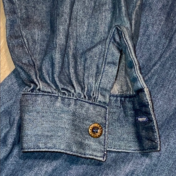 NWT Liz Claiborne Dark Blue Denim Button-Down Shirt Size 14 #265 - Picture 3 of 12